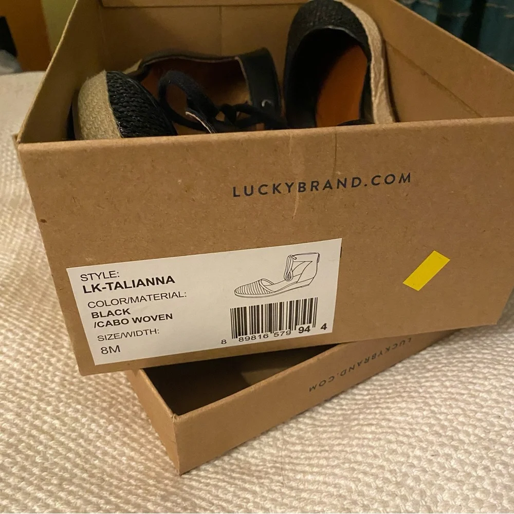 Lucky Brand Talianna Black Woven Espadrille Women Size 8 in Original Box - Picture 5 of 10